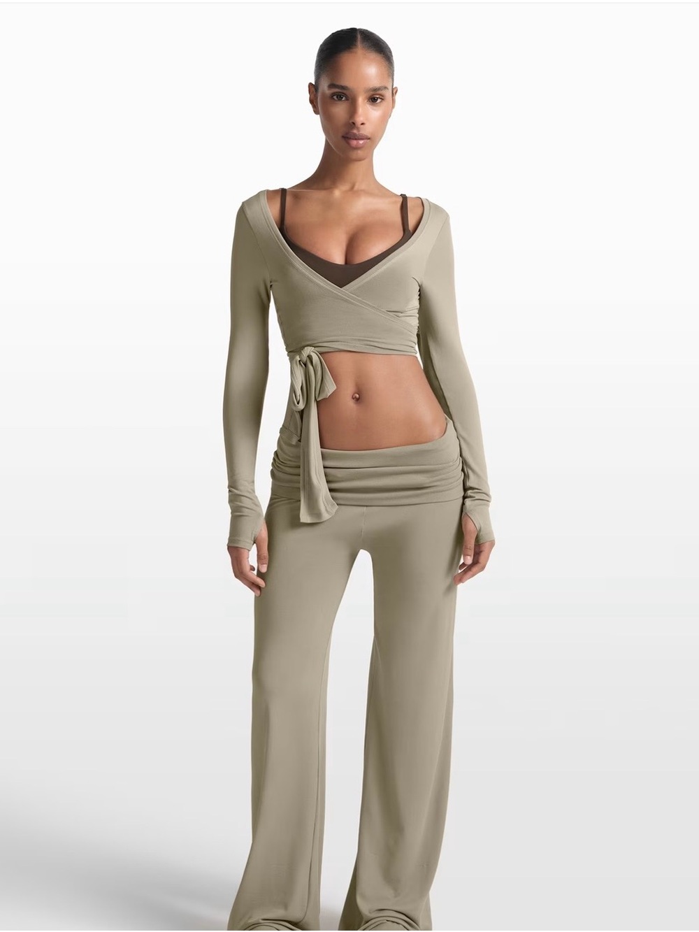 NWT- Nike x SKIMS Stretch Knit - Women's Wide-Leg Pants - Small - Dune